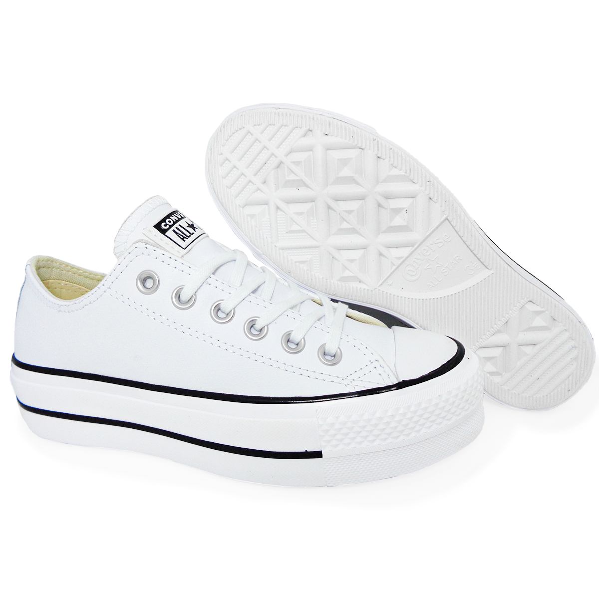 CONVERSE PLATAFORMA CHOCLO PIEL DAMA CHUCK TAYLOR 1680 BLANCO