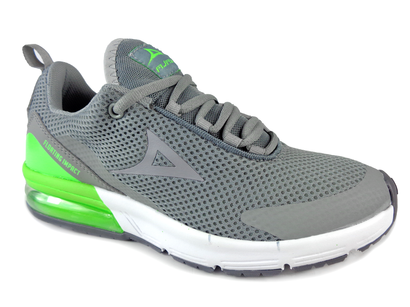 TENIS CABALLERO RUNNING PIRMA 5030 AJAX GRIS/VERDE VALVULA AIRE