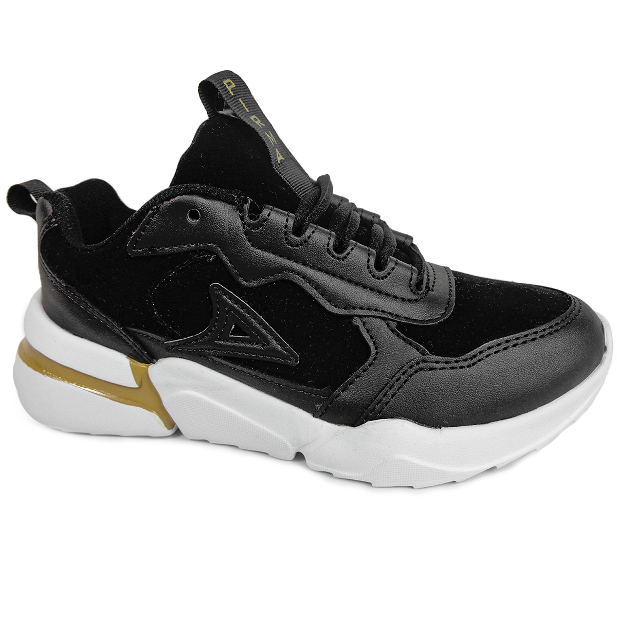 TENIS PIRMA DAMA CORREDOR SNEAKERS ERIS NEGRO ORO 5510