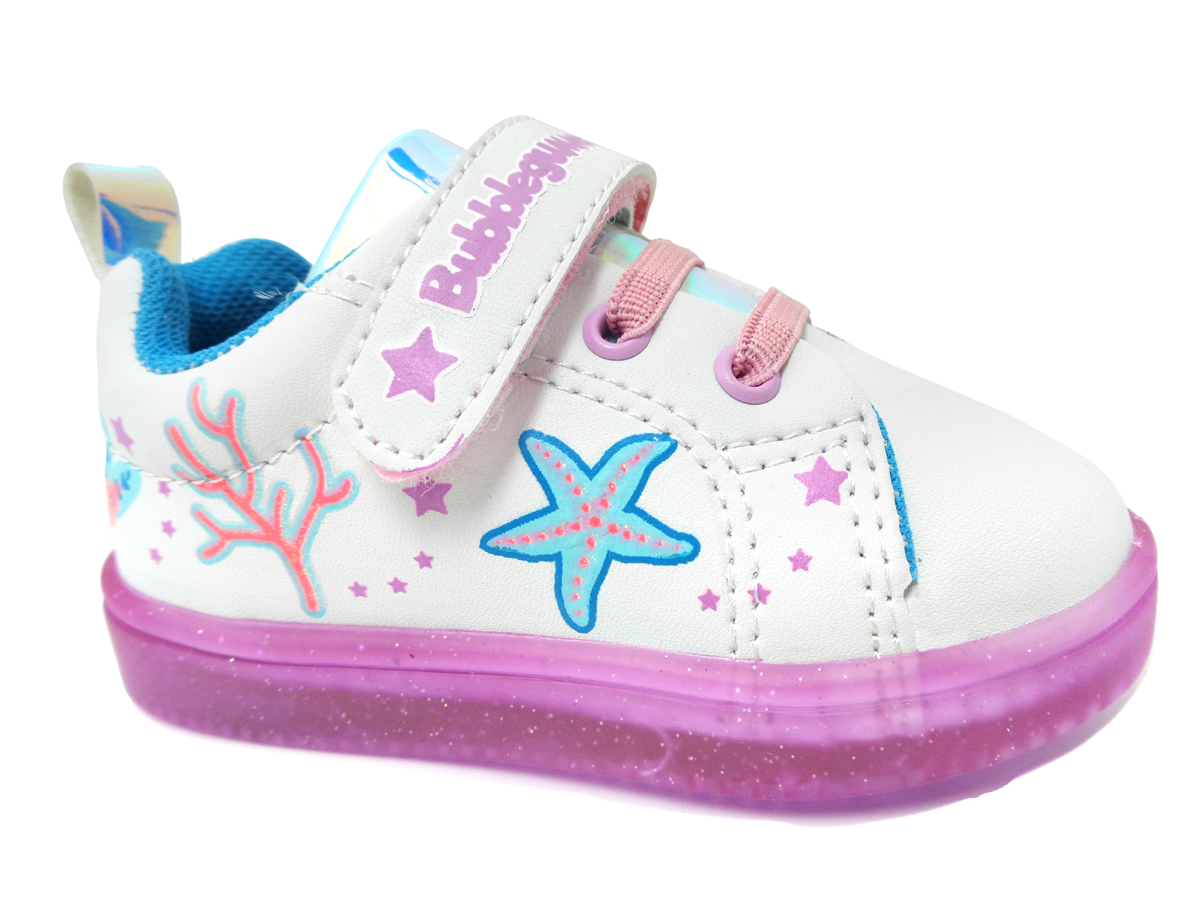 TENIS NIÑA BUBBLE GUMMERS LUCES EN SUELA NICOLE BLANCO LILA