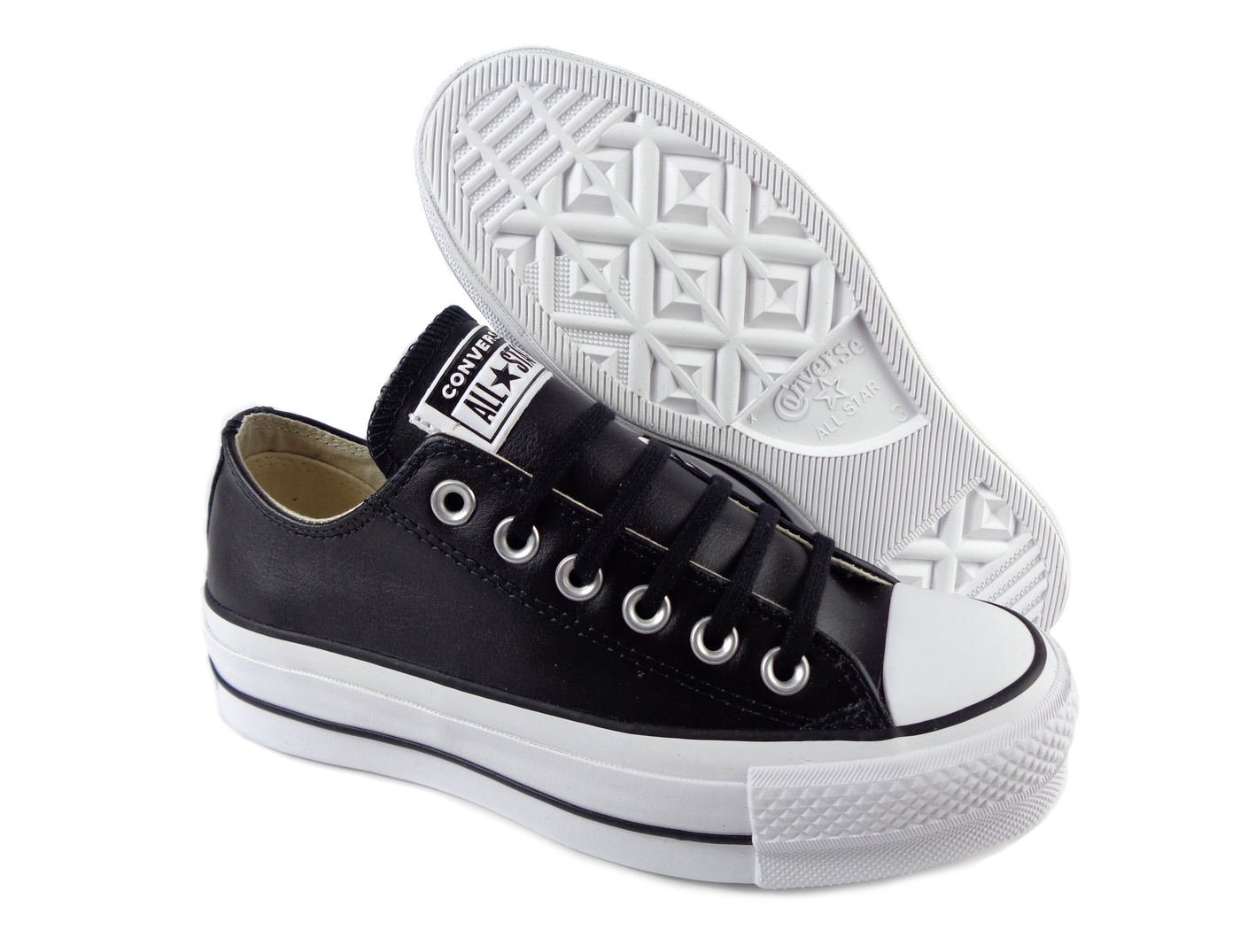 CONVERSE PLATAFORMA CHOCLO PIEL DAMA CHUCK TAYLOR 1681 NEGRO